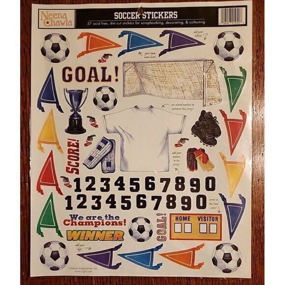 Soccer Stickers For Scrapbooking Decorating‎ Collecting Die-Cut Neena Chawla